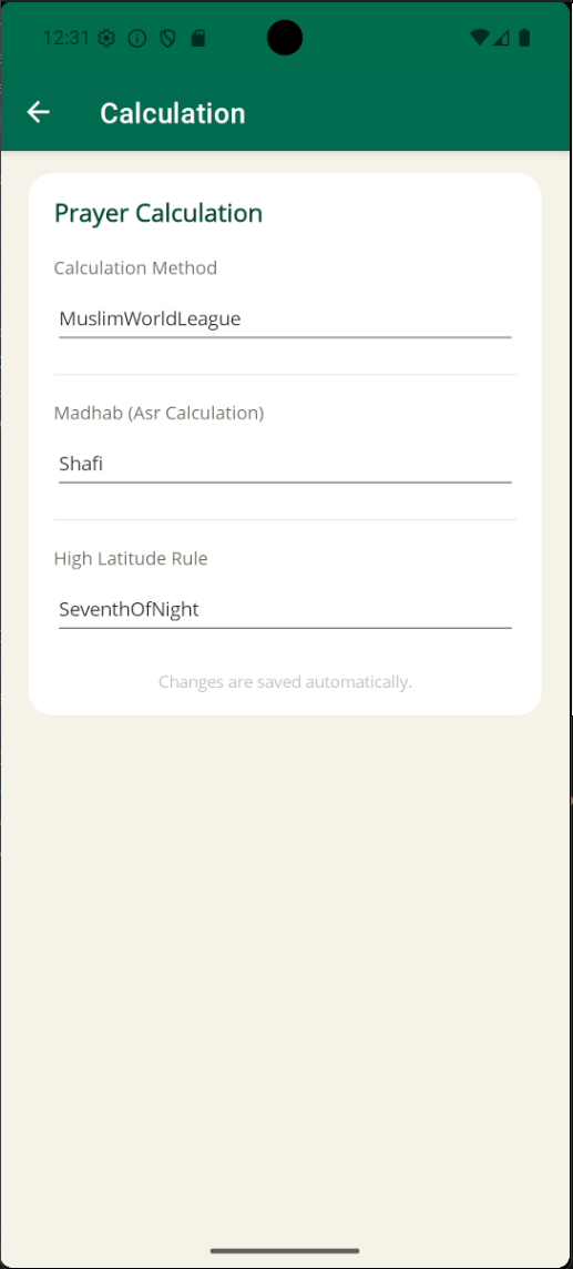 Calculation settings