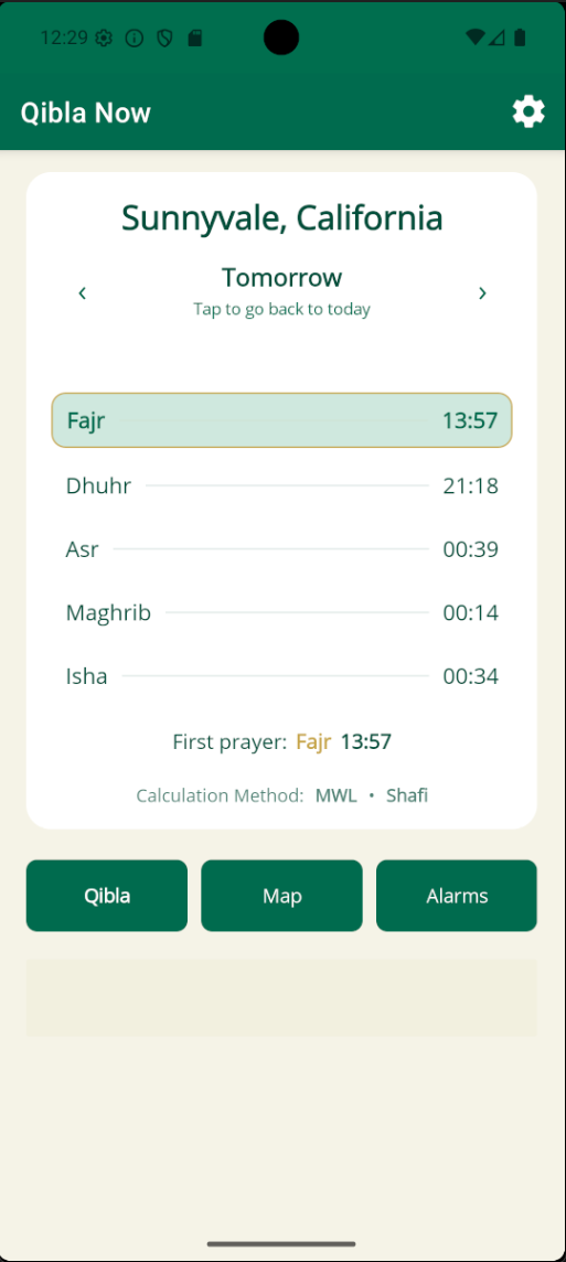 Qibla Now app screenshot